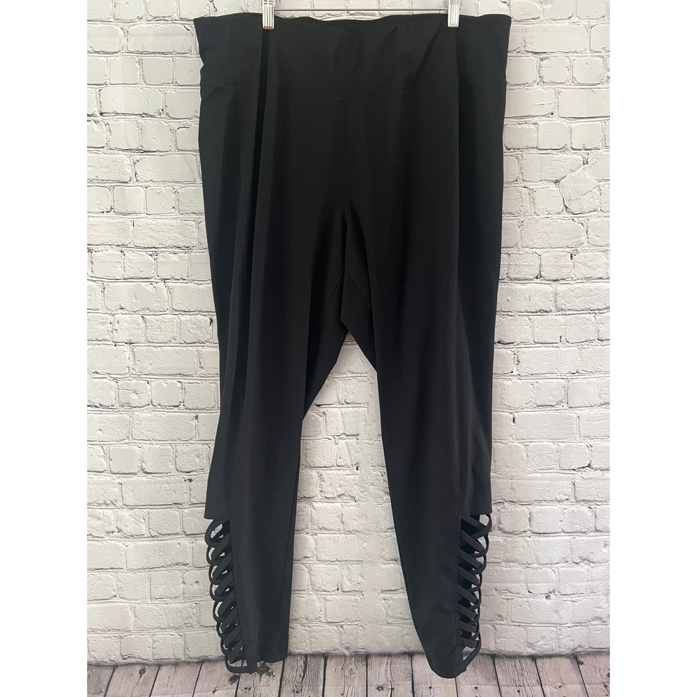 Livi Active Black High Waisted Strappy Lattice Athleisure Leggings Size 22/24